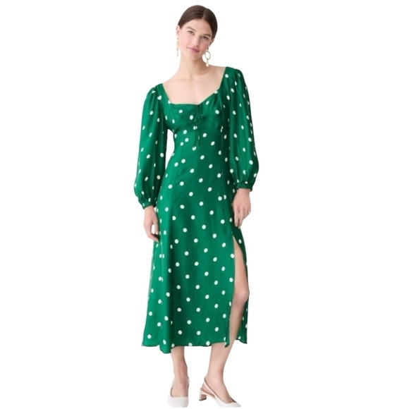 J. Crew Sweetheart Long Sleeve Midi Dress in Polka Dot - Picture 1 of 16